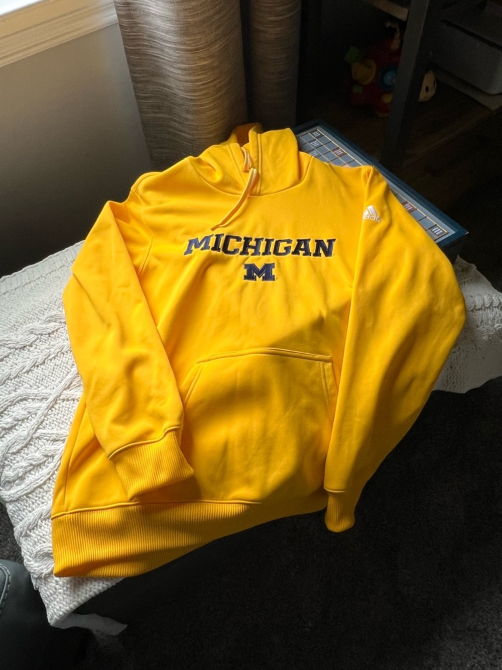Michigan Men's Yellow Hooded Sweatshirt by Adidas size M
